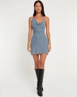 Parita Mini Dress In Goblin Blue -Outlet Modi Vora Store PARITA DRESS GOBLIN BLUE 149609