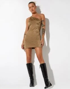 Perona Mini Dress In Botanist Flocking Olive -Outlet Modi Vora Store PERONA DRESS OLIVE 79753
