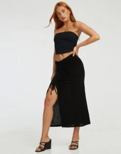 Priyan Midi Skirt In Black -Outlet Modi Vora Store PRIYAN SKIRT BLACK 139607