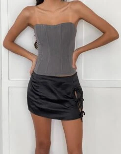 Gamay Mini Skirt In Satin Black