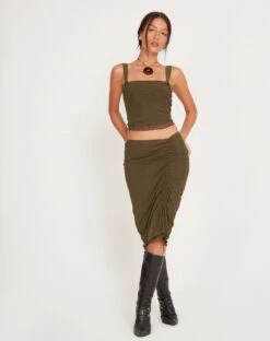 Tya Midi Skirt In Mesh Dark Olive 7 Tya Midi Skirt In Mesh Dark Olive -Outlet Modi Vora Store RALINE TOP TYA SKIRT DARK OLIVE 18184017 c277808f ea2c 4863 942b c61259b72f3a