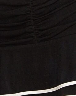 Ranta Mini Skirt In Black With Ivory Binding -Outlet Modi Vora Store RANTA MINI SKIRT SLINKY BLK W IVORY BIND HEM1812S96