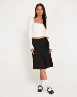Madelyn Pleated Midi Skirt In Black -Outlet Modi Vora Store RESHOOT BOVITA TOP WHITE MADELYN SKIRT BLACK 179750 2 ee50b9d2 23f8 4eae b74a bc747efc0b97