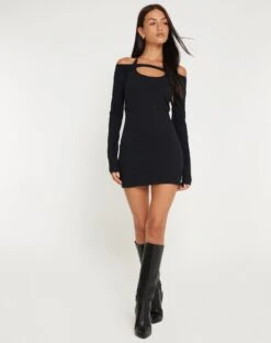 Brada Bodycon Mini Dress In Black -Outlet Modi Vora Store RESHOOT BRADA DRESS BLACK 156679
