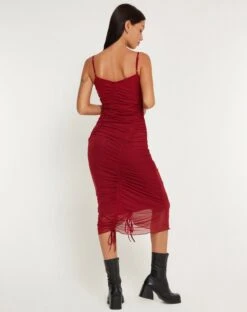 Dulcia Midi Dress In Burgundy -Outlet Modi Vora Store RESHOOT DULCIA DRESS BURGUNDY 160914