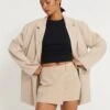 Wahip Mini Skirt In Soft Tailoring Beige