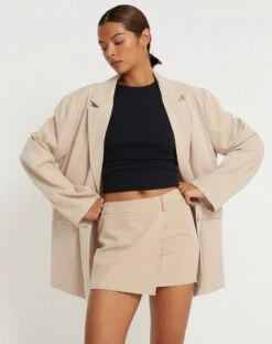 Wahip Mini Skirt In Soft Tailoring Beige