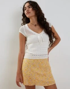 Maurella Mini Skirt In Flower Garden Yellow -Outlet Modi Vora Store RESHOOT MAURELLE MINI SKIRT FLOWER GARDEN YELLOW 206380