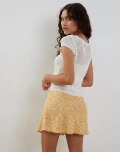 Maurella Mini Skirt In Flower Garden Yellow -Outlet Modi Vora Store RESHOOT MAURELLE MINI SKIRT FLOWER GARDEN YELLOW 206388