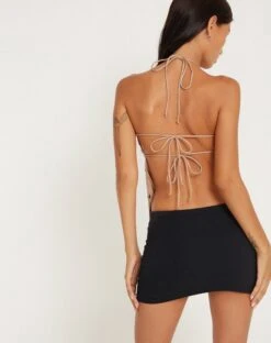 Runi Butterfly Top In Sequin Light Bronze -Outlet Modi Vora Store RESHOOT RUNI TOP STONE CLEAR SEQUIN 160311