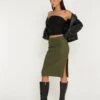 Sekoji Side Slit Midi Skirt In Khaki
