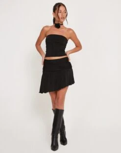 Thea Low Waist Mini Skirt In Black -Outlet Modi Vora Store RESHOOT THEA SKIRT BLACK 180083