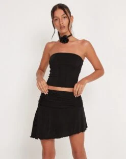 Thea Low Waist Mini Skirt In Black -Outlet Modi Vora Store RESHOOT THEA SKIRT BLACK 180086