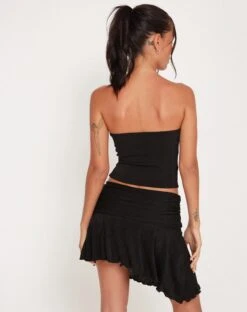 Thea Low Waist Mini Skirt In Black -Outlet Modi Vora Store RESHOOT THEA SKIRT BLACK 180093