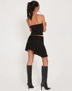 Thea Low Waist Mini Skirt In Black -Outlet Modi Vora Store RESHOOT THEA SKIRT BLACK 180097