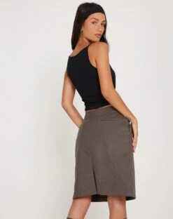 Yahya Midi Skirt In Dark Grey -Outlet Modi Vora Store RESHOOT TUMBAS JACKET PANAMA GREY 178435