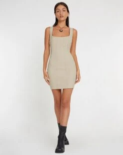 Rosati Mini Dress In Beige -Outlet Modi Vora Store ROSATI DRESS BEIGE 134760