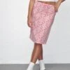 Rujina Midi Skirt In Ditsy Floral Blush Red