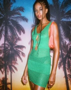 MOTEL X BARBARA Rurouni Mini Dress In Green