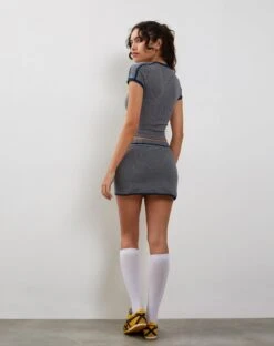 Sabelle Mini Wrap Skirt In Grey Navy Sporty Micro Spot -Outlet Modi Vora Store SABELLE SKIRT GREY NAVY SPORTY MICRO SPOT192280