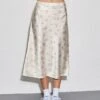 Piya Midi Skirt In Satin Vintage Rose Garland