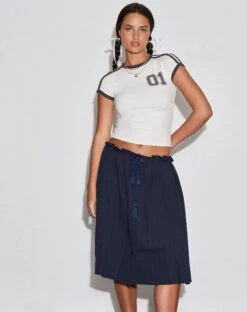 Priha Midi Skirt In Tailoring Navy -Outlet Modi Vora Store SALDA TOP OFF WHITE BELUGA BIN PRIHA SKIRT TAILORING NAVY 5