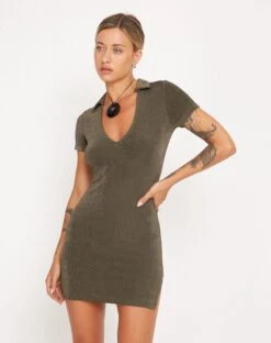 Outlet Modi Vora Store -Outlet Modi Vora Store SALILA DRESS SLINKY DARK OLIVE 177582