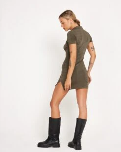 Salila Slinky Mini Dress In Dark Olive -Outlet Modi Vora Store SALILA DRESS SLINKY DARK OLIVE 177597
