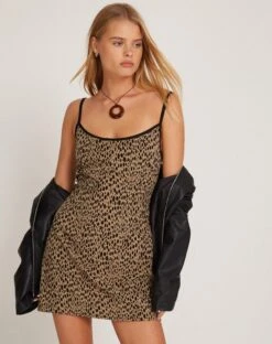 Samiya Strappy Mini Dress In Mini Cheetah -Outlet Modi Vora Store SAMIYA DRESS MINI CHEETAH SSR 173318