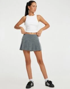 Senona Mini Skirt In Pinstripe Grey -Outlet Modi Vora Store SENONA SKIRT TAILORING PINSTRIPE GREY115433