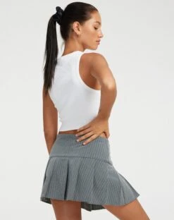 Senona Mini Skirt In Pinstripe Grey -Outlet Modi Vora Store SENONA SKIRT TAILORING PINSTRIPE GREY115446