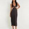 Shalini Midi Dress In Satin Black