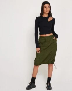 Shreya Cargo Midi Skirt In Forest Green -Outlet Modi Vora Store SHREYA SKIRT FOREST GREEN 178540 ff0b90bd 87a2 4df9 b9eb ba844756d823