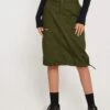 Shreya Cargo Midi Skirt In Forest Green