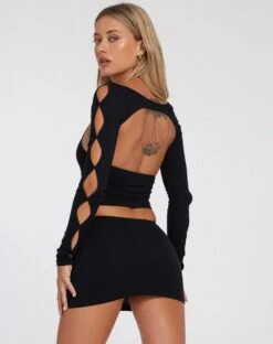 Ghoel Mini Skirt In Black -Outlet Modi Vora Store SILAS TOP BLACK 101078