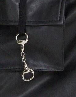 Sioni Wrap-Over Mini Skirt In PU Black -Outlet Modi Vora Store SIONI SKIRT PU BLACK 135483DD