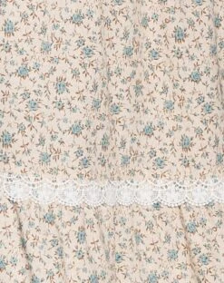 Maxce Low Rise Midi Skirt In Antique Blue And Ivory Floral -Outlet Modi Vora Store SKISE TOP MAXCE SKIRT ANTIQUE BLUE FLORAL IVORYS