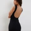 Slony Low Back Mini Dress In Black Lycra