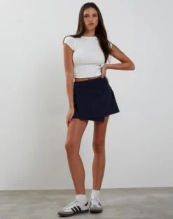 Slyna Wrap Mini Skirt In Navy
