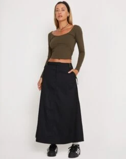 Sorrel Midi Skirt In Black Forest Green -Outlet Modi Vora Store SORREL SKIRT BLACK FOREST GREEN BINDING 176813 4ddce2b6 58ef 4fe6 8b51 5d2ec28b4ad4