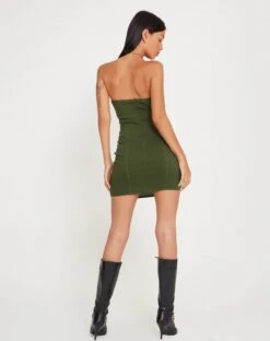 Sumner Bodycon Mini Dress In Tailoring Chive -Outlet Modi Vora Store SUMNER DRESS SEAWEED STRETCH TAILORING165876