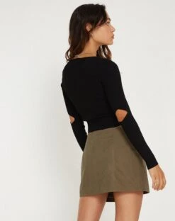 Trin Low Waisted Mini Skirt In Military Khaki -Outlet Modi Vora Store TRIN SKIRT MILITARY KHAKI PANAMA 158516