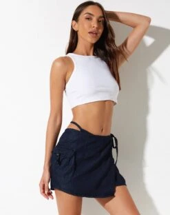 Valita Mini Skirt In Denim Blue Chambray