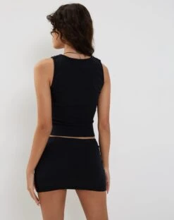 Vidia V Front Mini Skirt In Black -Outlet Modi Vora Store VIDIA V FRONT MINI SKIRT BLACK198676