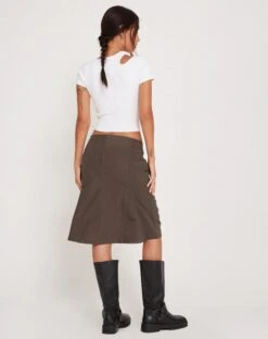 Vieve Low Rise Midi Skirt In Dark Grey -Outlet Modi Vora Store VIEVE SKIRT DARK GREY181558