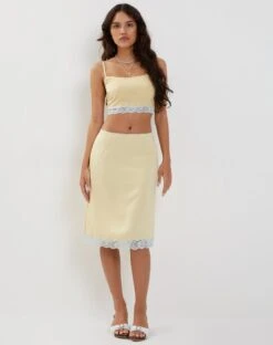 Resika Low Rise Midi Skirt In Satin Pale Yellow 10 Resika Low Rise Midi Skirt In Satin Pale Yellow -Outlet Modi Vora Store VIRNI CAMI TOP AND RESIKA SKIRT PALE YELLOW 51199003 56d8545d b1f5 4a85 8fd7 ce353e5143fe