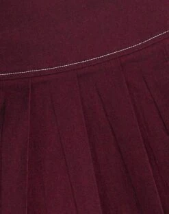 Zabini Low Rise Pleated Mini Skirt In Burgundy With Ecru Stitch Detail -Outlet Modi Vora Store ZABINI SKIRT BURGUNDY 14817D2