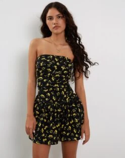 Zhao Bandeau Mini Dress In Buttercup Black And Yellow -Outlet Modi Vora Store ZHAO DRESS BUTTERCUP YELLOW BLACK200125