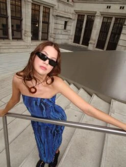 MOTEL X JACQUIE Shuro Midi Dress In Colour Bleed Blue